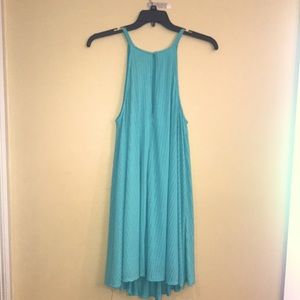 Torrid  turquoise blue lined high neck rib knit  trapz dress sz 0/L sleeveless